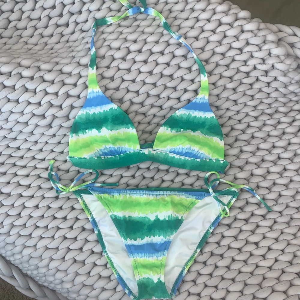 Victoria's Secret Blue and Green Bikini with Tropical Vibes